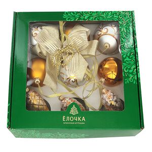 Гирлянда из новогодних шаров Престиж 55 см золотая, стекло Фабрика Елочка фото 2