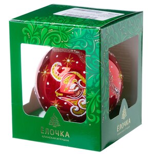 Стеклянный елочный шар Зодиак - Благородный Бык 8 см красный Фабрика Елочка фото 2
