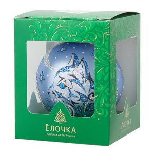 Стеклянный елочный шар Зодиак - Звездный Кот Альбус 8 см голубой Фабрика Елочка фото 2