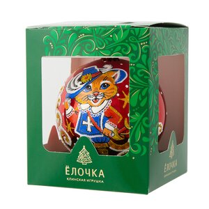 Стеклянный елочный шар Зодиак - Кот Маркиз 8 см красный Фабрика Елочка фото 2