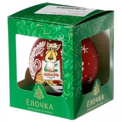 Стеклянный елочный шар Зодиак - Пес с календарем 8 см красный Фабрика Елочка фото 2