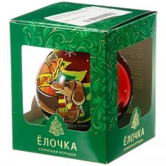 Стеклянный елочный шар Зодиак - Такса 8 см красный Фабрика Елочка фото 2
