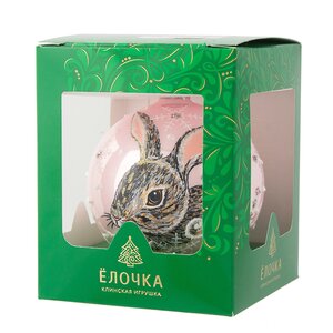 Стеклянный елочный шар Зодиак - Кролик Санни 8 см розовый Фабрика Елочка фото 2