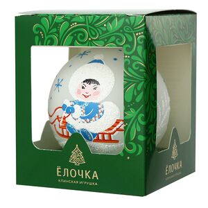 Стеклянный елочный шар Айяна 8 см белый Фабрика Елочка фото 3