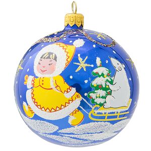 Стеклянный елочный шар Сахая 8 см синий Фабрика Елочка фото 2