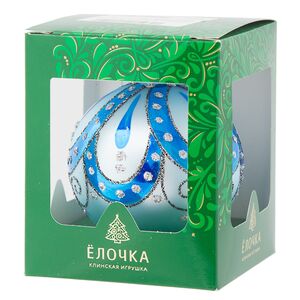 Стеклянный елочный шар Рондо 8 см голубой Фабрика Елочка фото 2