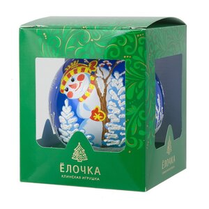 Стеклянный елочный шар Игра 9 см синий Фабрика Елочка фото 2