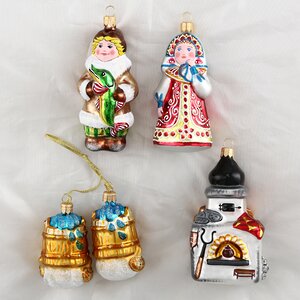Набор стеклянных елочных игрушек По Щучьему Велению, 4 шт, подвеска