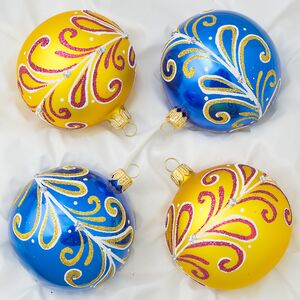 Набор стеклянных елочных шаров Лиана 7 см, 4 шт синий