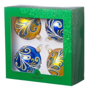 Набор стеклянных елочных шаров Лиана 7 см, 4 шт синий Фабрика Елочка фото 2