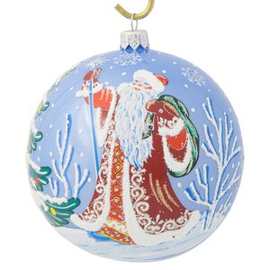 Стеклянный елочный шар Дед Мороз 11 см Фабрика Елочка фото 1