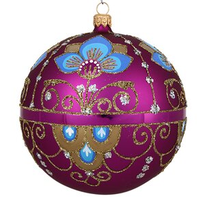 Стеклянный елочный шар Императорский 11 см фуксия Фабрика Елочка фото 1