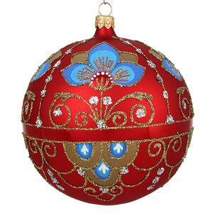 Стеклянный елочный шар Императорский 11 см красный