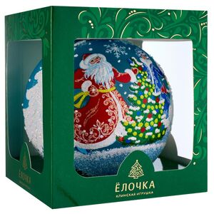 Стеклянный елочный шар Новогодний Хоровод 11 см голубой Фабрика Елочка фото 6