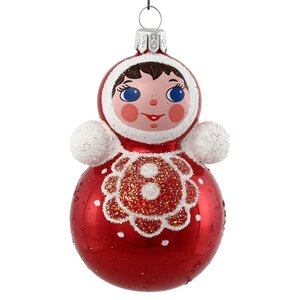 Стеклянная елочная игрушка Неваляшка 11 см