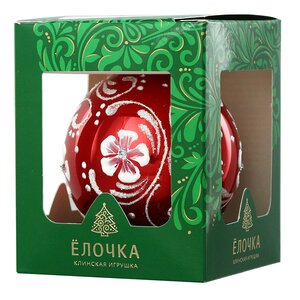 Стеклянный елочный шар Белые Цветы 7 см красный Фабрика Елочка фото 2