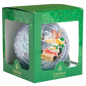 Стеклянный елочный шар Зимние Забавы 11 см голубой Фабрика Елочка фото 4