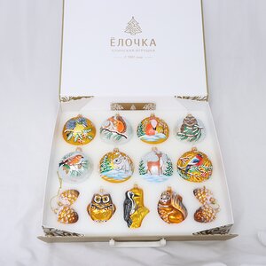 Набор стеклянных елочных шаров Лесная Сказка 5-9 см, 13 шт Фабрика Елочка фото 15