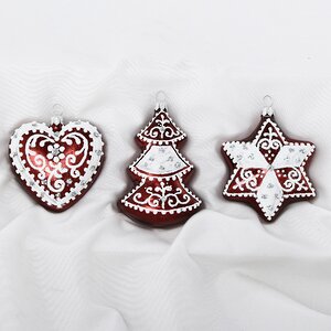 Набор елочных игрушек Пряничный, 2 шт, бордовый, стекло, подвеска, уцененный Фабрика Елочка фото 1