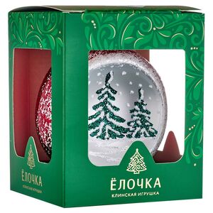 Елочный шар Хвойный Лес 8 см с лункой, красный, стекло Фабрика Елочка фото 7