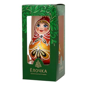 Стеклянная елочная игрушка Ажурная Матрешка 9 см, золотая, подвеска Фабрика Елочка фото 3