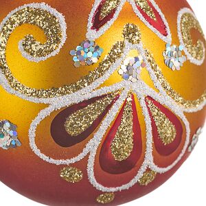 Стеклянная елочная игрушка Ажурная Матрешка 9 см, золотая, подвеска Фабрика Елочка фото 5