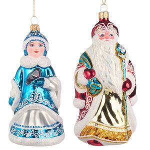 Набор стеклянных елочных игрушек Новогоднее волшебство 12-13 см, 2 шт