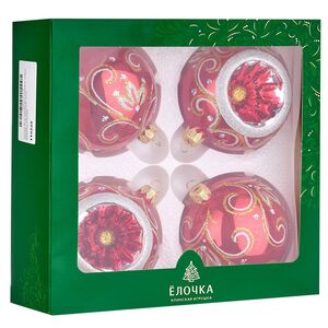 Стеклянные елочные шары Поэма 9 см, красные, 4 шт Фабрика Елочка фото 11