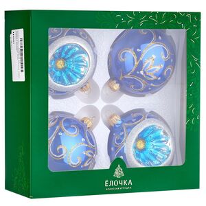 Стеклянные елочные шары Поэма 9 см синие, 4 шт Фабрика Елочка фото 11