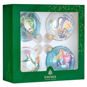 Стеклянные елочные шары Дюймовочка 9 см, 4 шт Фабрика Елочка фото 8