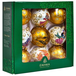 Елочные шары Золотой Петушок 9 см, 9 шт, стекло Фабрика Елочка фото 12