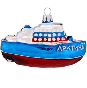 Елочная игрушка Ледокол Триколор 10 см, стекло Фабрика Елочка фото 3