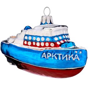 Елочная игрушка Ледокол Триколор 10 см, стекло Фабрика Елочка фото 1
