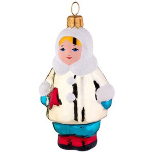 Елочная игрушка Девочка с флажком 8 см, стекло Фабрика Елочка фото 4
