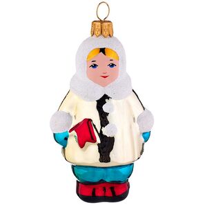 Елочная игрушка Девочка с флажком 8 см, стекло Фабрика Елочка фото 1