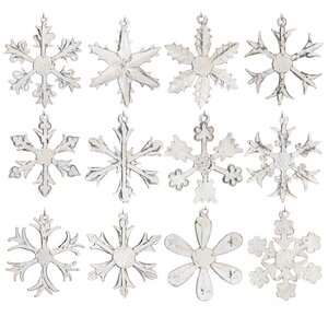 Набор стеклянных елочных игрушек Снежинки Tridentum 5 см, 10 шт, подвеска, уцененный