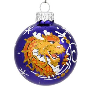 Стеклянный елочный шар Зодиак - Мудрый Дракон 6 см фиолетовый