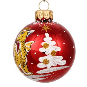 Стеклянный елочный шар Зодиак - Дракон Рыжик 6 см красный Фабрика Елочка фото 2