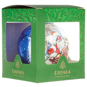 Стеклянный елочный шар Морозко 9 см синий Фабрика Елочка фото 4
