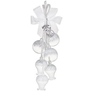 Стеклянное елочное украшение Гирлянда Воздушная 35 см серебряная