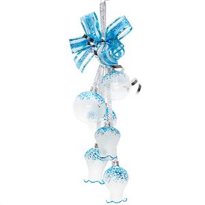 Стеклянное елочное украшение Гирлянда Воздушная 35 см бирюзовая