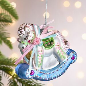 Стеклянная елочная игрушка Лошадка-Качалка Милти 10 см