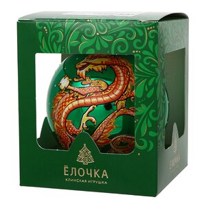 Стеклянный елочный шар Зодиак - Дракон с жемчужиной 9 см зеленый Фабрика Елочка фото 3