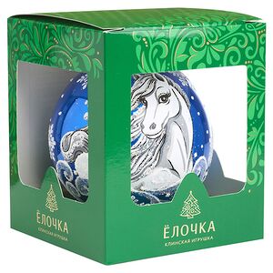 Стеклянный елочный шар Зодиак - Лошадь Ребекка 10 см синий Фабрика Елочка фото 4