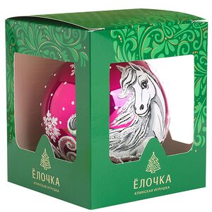 Стеклянный елочный шар Зодиак - Лошадь Ребекка 10 см вишневый Фабрика Елочка фото 4