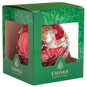 Стеклянный елочный шар Зодиак - Лошадка Сириль 10 см красный Фабрика Елочка фото 4