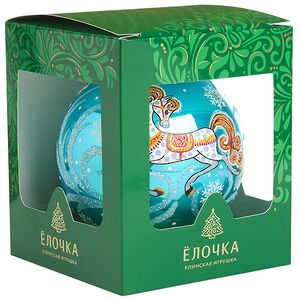 Стеклянный елочный шар Зодиак - Лошадка Сириль 10 см бирюзовый Фабрика Елочка фото 4