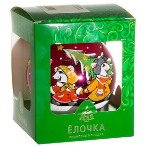Стеклянный елочный шар Зодиак - Мышиная Семейка 9 см красный Фабрика Елочка фото 2