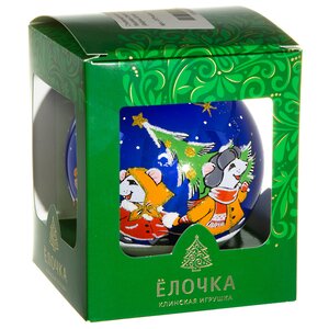 Стеклянный елочный шар Зодиак - Мышиная Семейка 9 см синий Фабрика Елочка фото 2