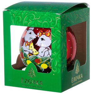 Стеклянный елочный шар Зодиак - Милые Мыши 9 см красный Фабрика Елочка фото 2